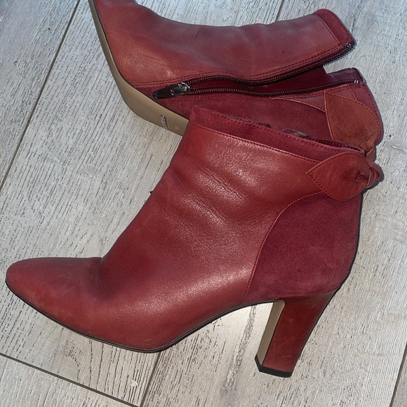 Ralph Lauren Breanne Heels Boot Bootie Red Leather 10US bow back leather bootie - Picture 10 of 12